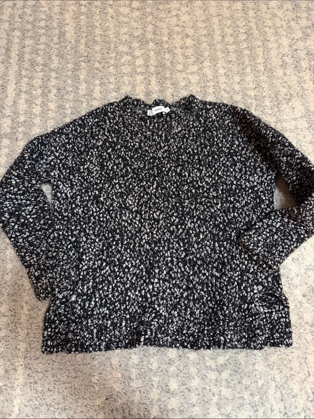 Vince Black & White Marled Crewneck Sweater
